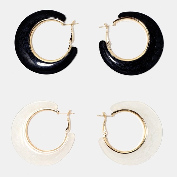 Enamel Hoop Earrings - Picture 2 of 2